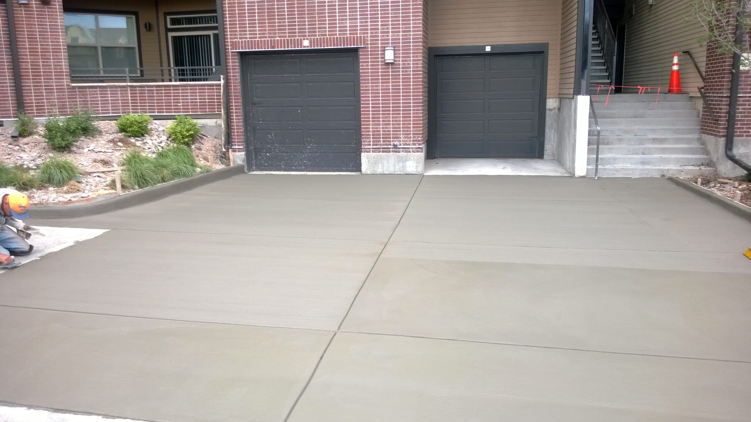 A new concrete driveway